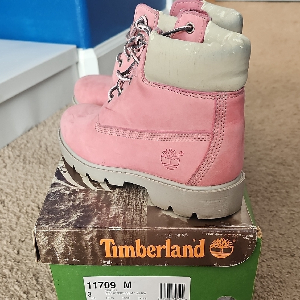 Timberland Pink and Gray Boots